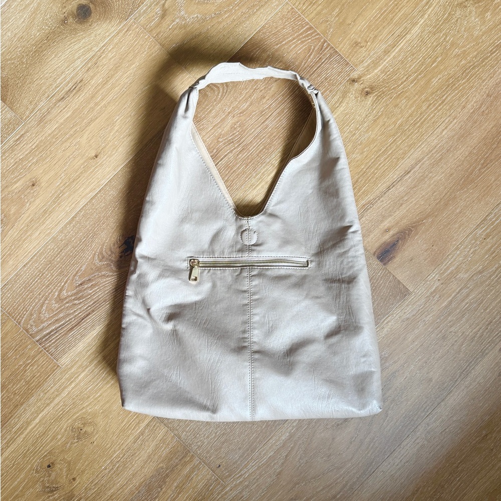 LAST CHANCE Liz Soto Tess Reversible Shoulder Bag Taupe Tan Large Purse Tote